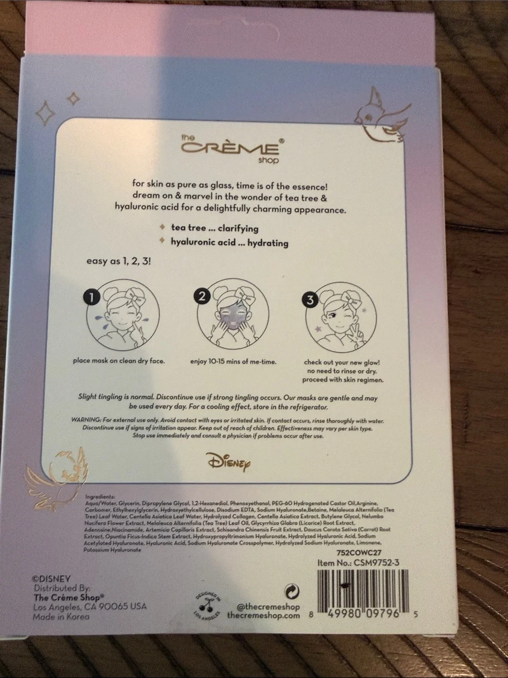 5/$25 The crème shop Cinderella face  mask 3- masks in box
